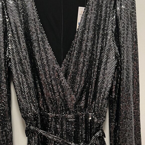 NWT Michael Kors Mirror Dot Sequin Dress in SIlver XL GORGEOUS FLATTERING DRESS! - Picture 7 of 8
